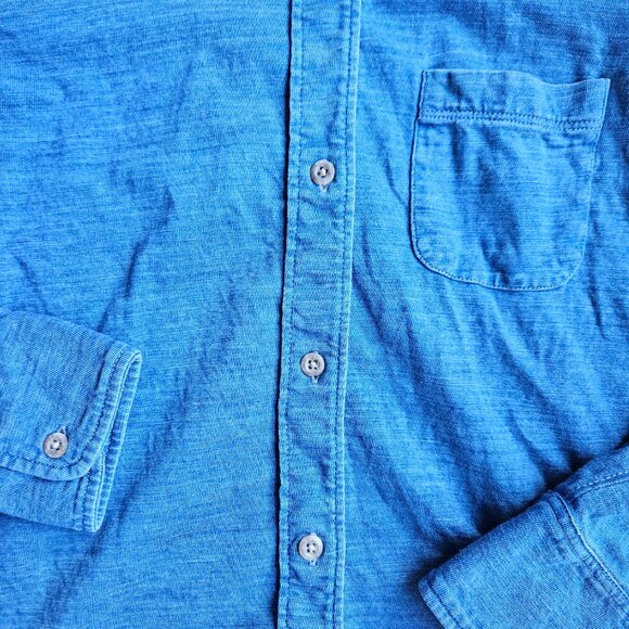 Faherty Womens Small Blue Slub 100% Cotton Long Sleeve Button Down Shirt Small - Picture 4 of 7